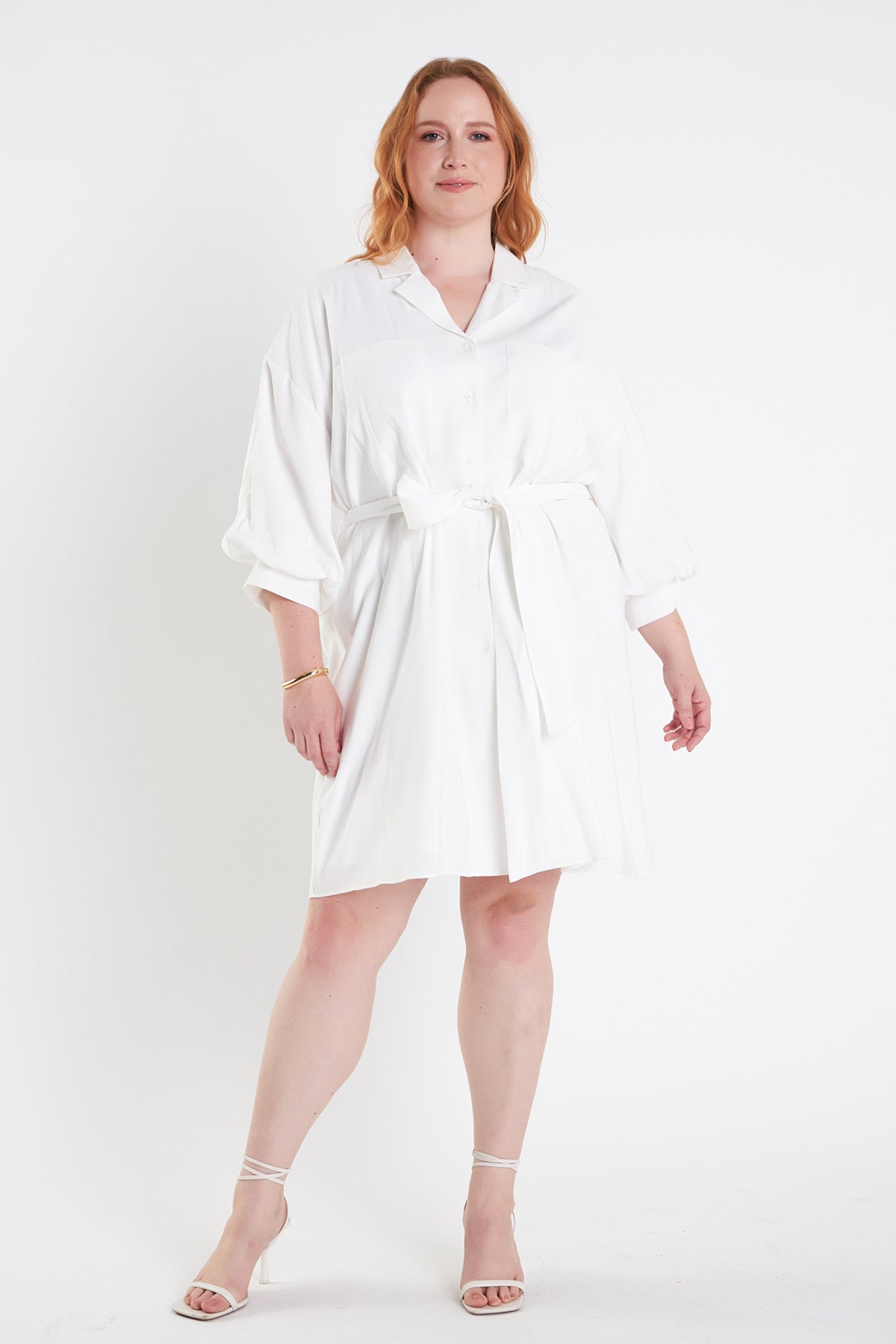 ENDLESS ROSE - Blouson Sleeve Belted Shirt Dress - DRESSES available at Objectrare