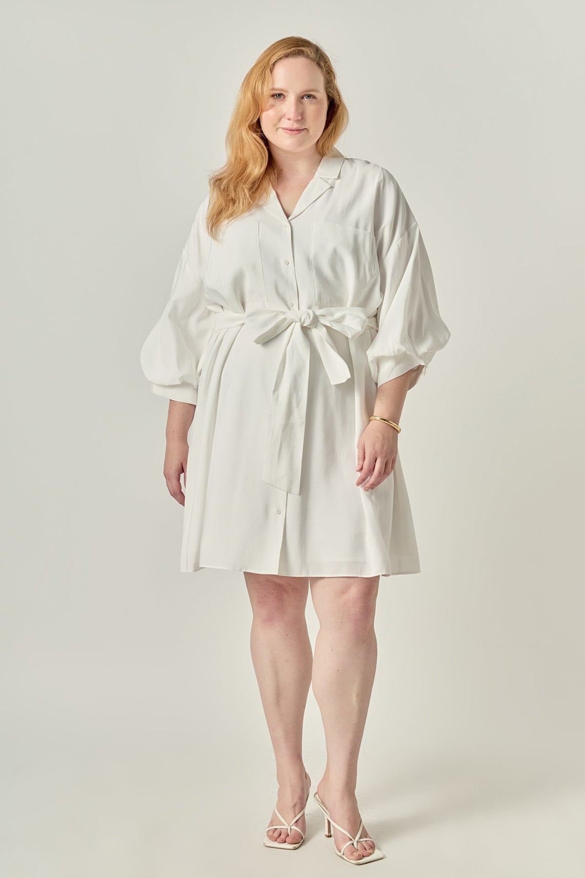 ENDLESS ROSE - Blouson Sleeve Belted Shirt Dress - DRESSES available at Objectrare