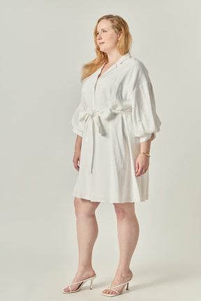 ENDLESS ROSE - Blouson Sleeve Belted Shirt Dress - DRESSES available at Objectrare
