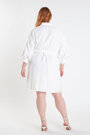 ENDLESS ROSE - Endless Rose - Blouson Sleeve Belted Shirt Dress - DRESSES available at Objectrare