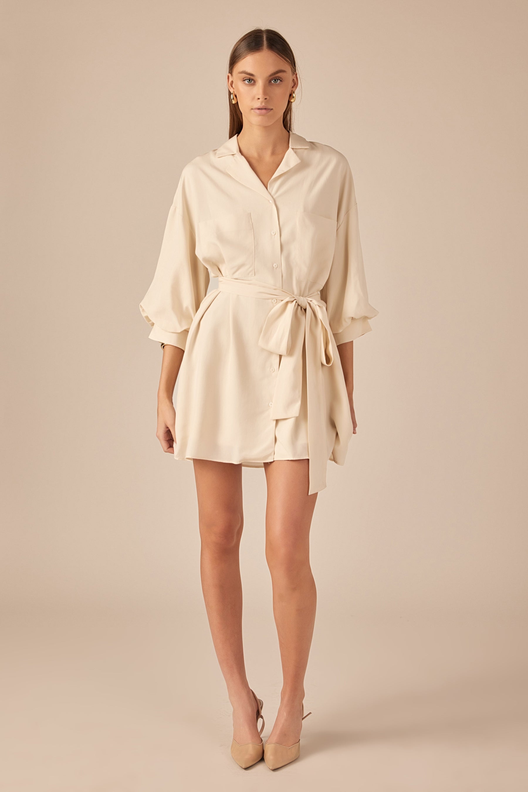 ENDLESS ROSE - Belted Mini Shirt Dress - DRESSES available at Objectrare