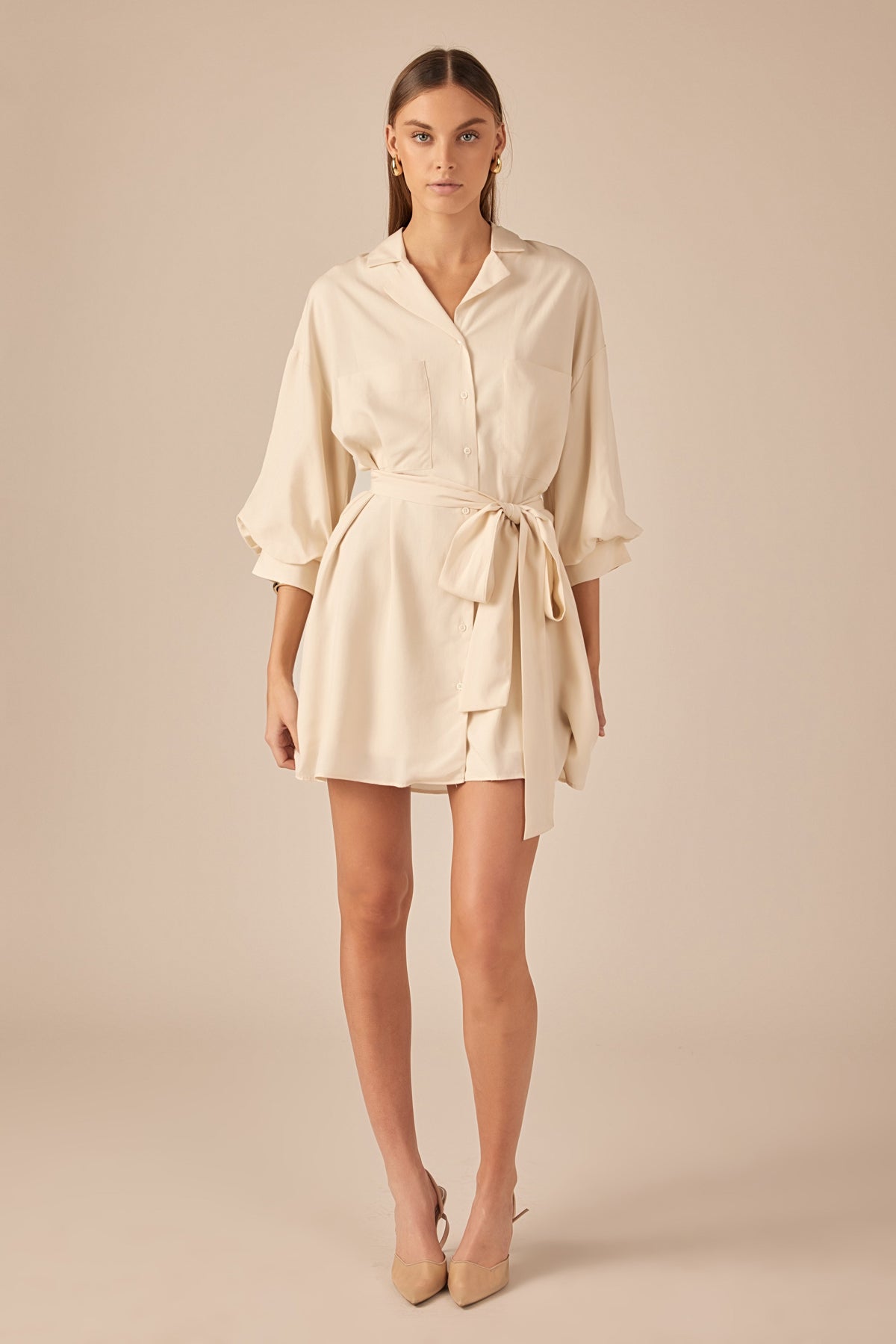 ENDLESS ROSE - Belted Mini Shirt Dress - DRESSES available at Objectrare