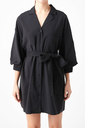 Endless Rose - Belted Mini Shirt Dress