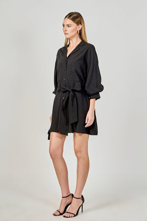 ENDLESS ROSE - Belted Mini Shirt Dress - DRESSES available at Objectrare