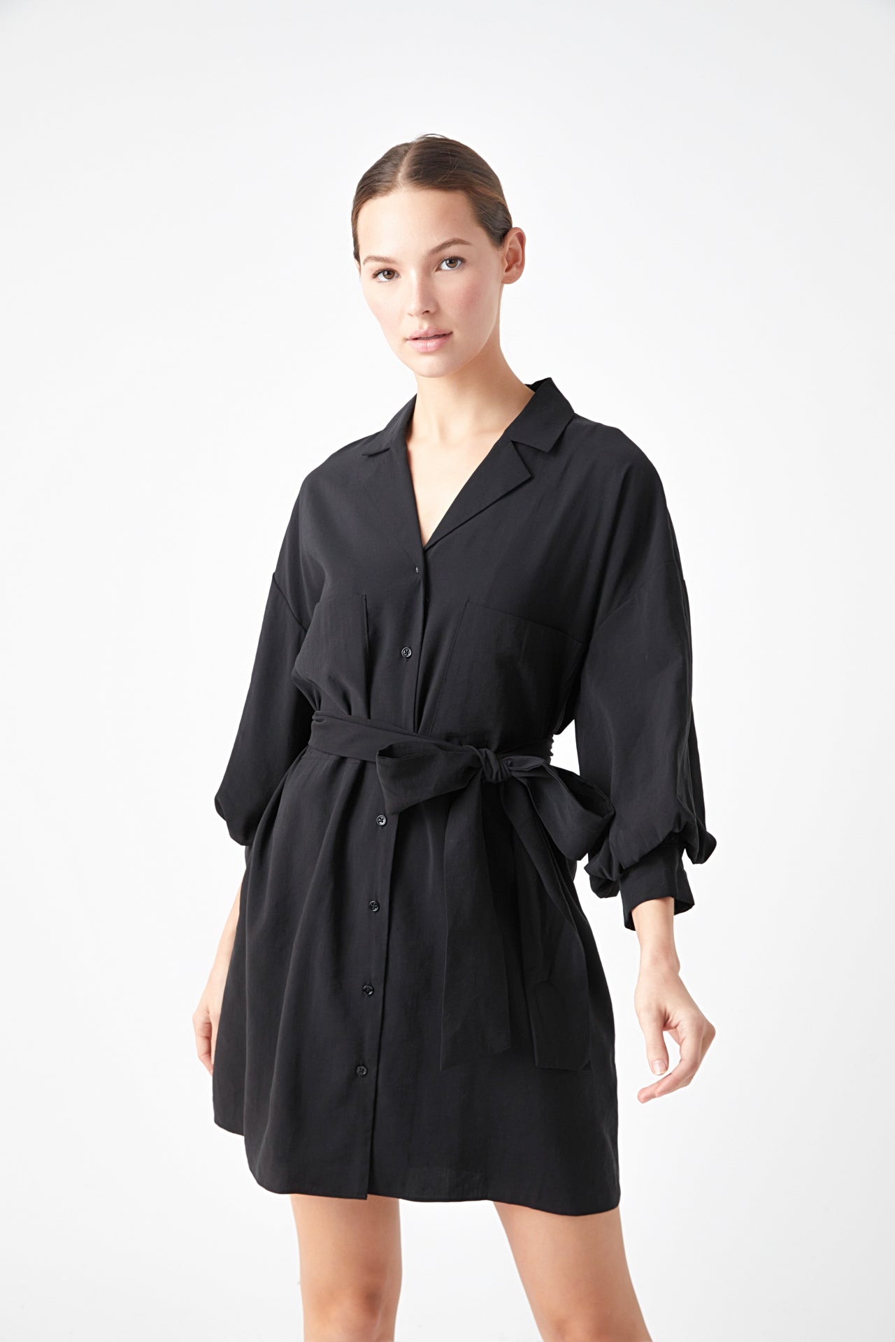 Endless Rose - Belted Mini Shirt Dress