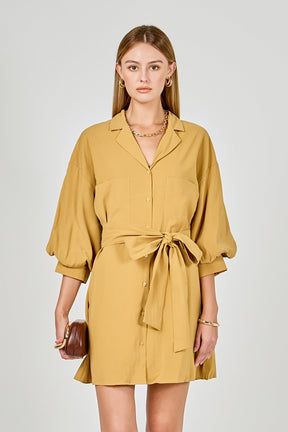 ENDLESS ROSE - Belted Mini Shirt Dress - DRESSES available at Objectrare