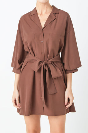 Endless Rose - Belted Mini Shirt Dress