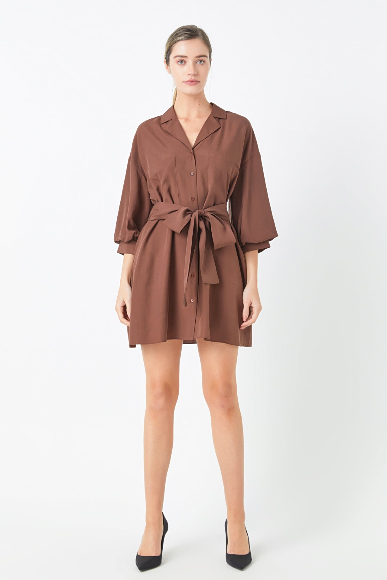 Belted Mini Shirt Dress
