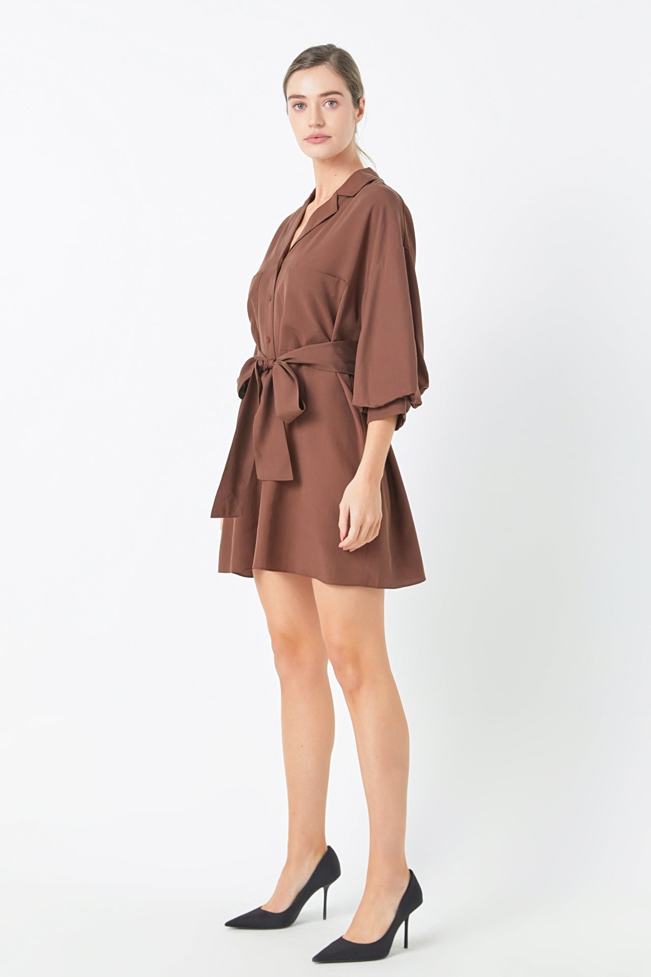 Endless Rose - Belted Mini Shirt Dress