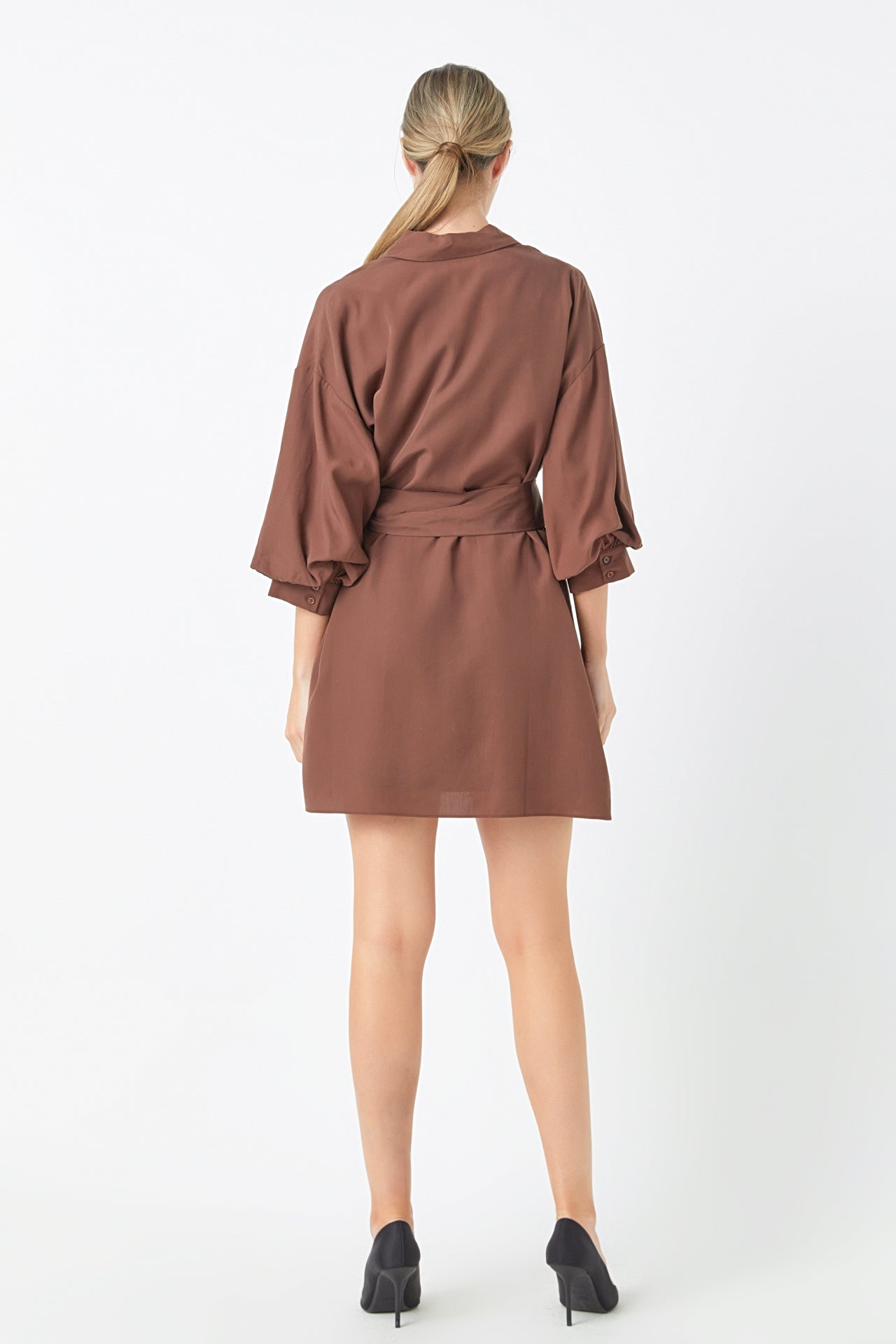 Endless Rose - Belted Mini Shirt Dress