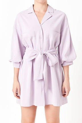 Endless Rose - Belted Mini Shirt Dress