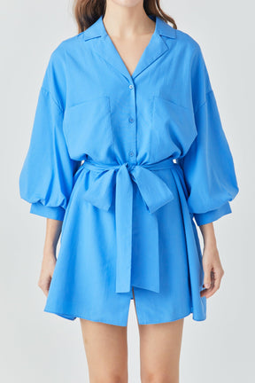 ENDLESS ROSE - Belted Mini Shirt Dress - DRESSES available at Objectrare
