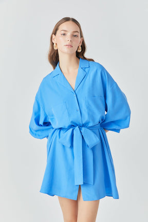 ENDLESS ROSE - Belted Mini Shirt Dress - DRESSES available at Objectrare