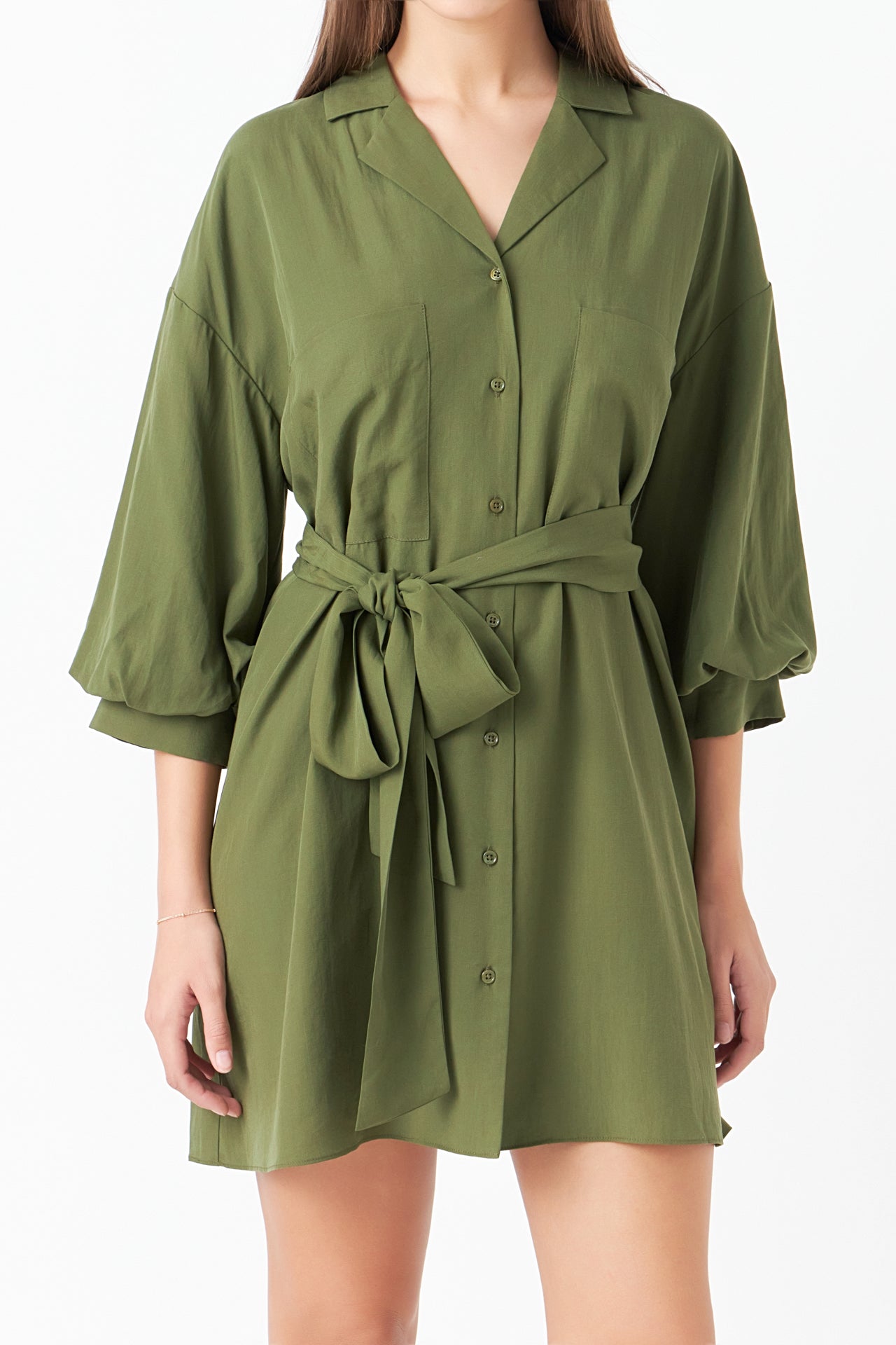 Belted Mini Shirt Dress