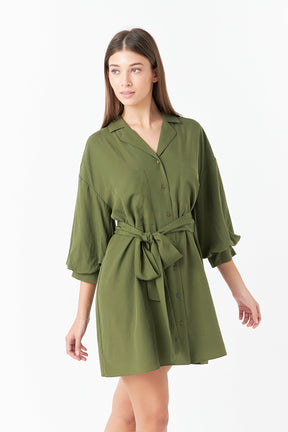 Belted Mini Shirt Dress