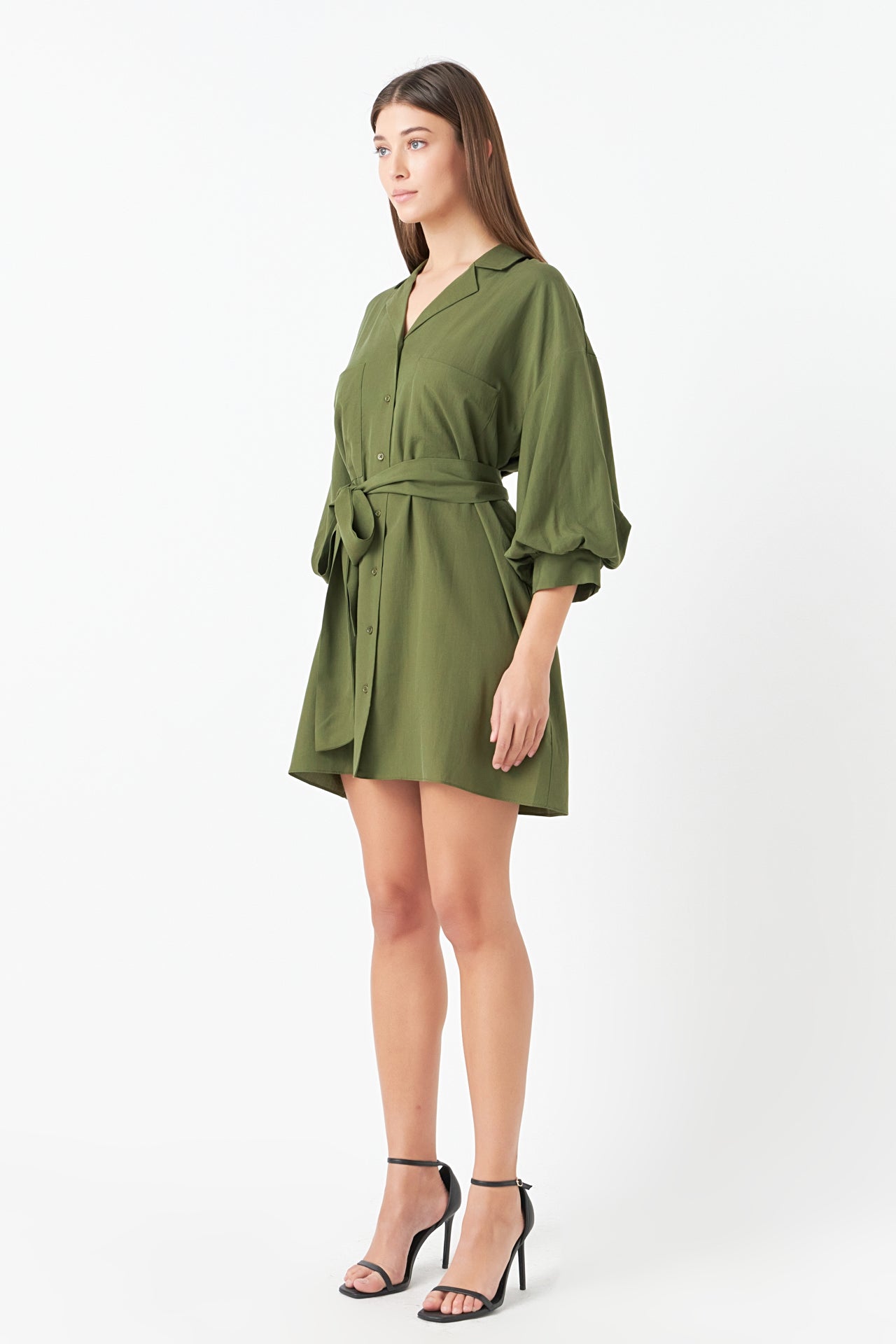 Belted Mini Shirt Dress