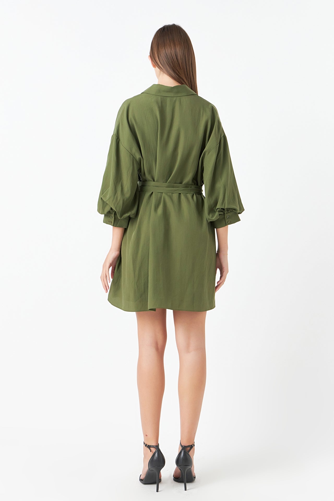 Belted Mini Shirt Dress