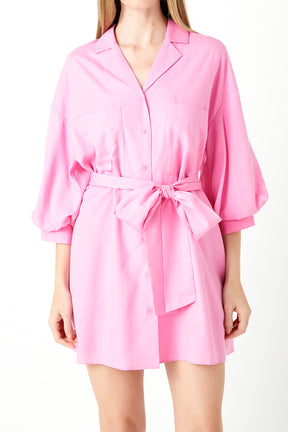 ENDLESS ROSE - Belted Mini Shirt Dress - DRESSES available at Objectrare