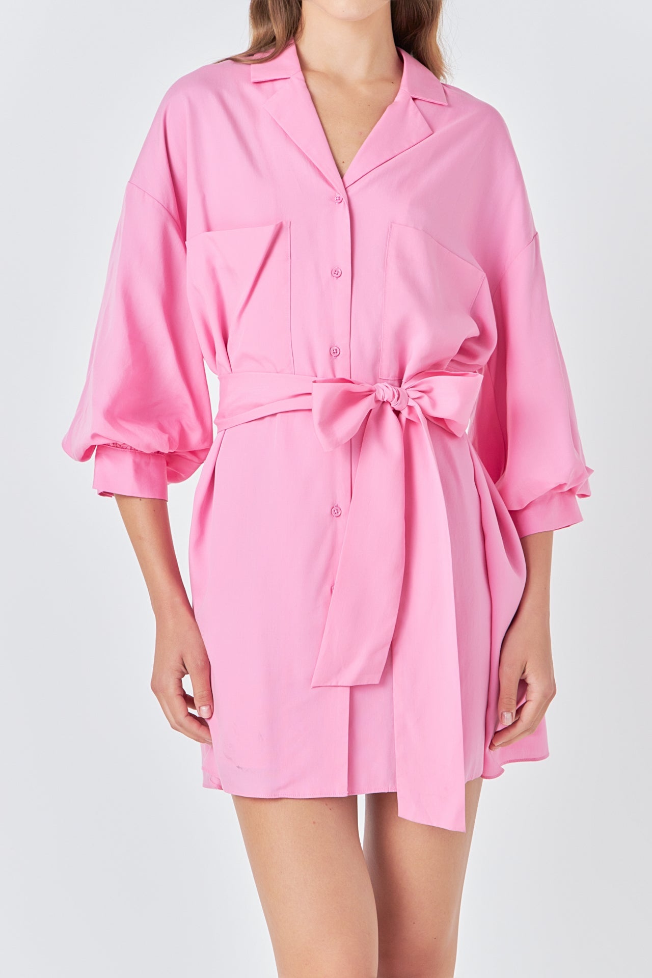 Endless Rose - Belted Mini Shirt Dress