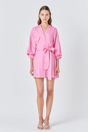 Endless Rose - Belted Mini Shirt Dress