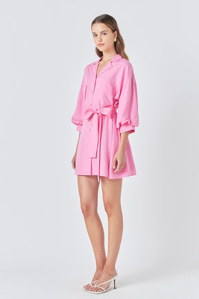 Endless Rose - Belted Mini Shirt Dress