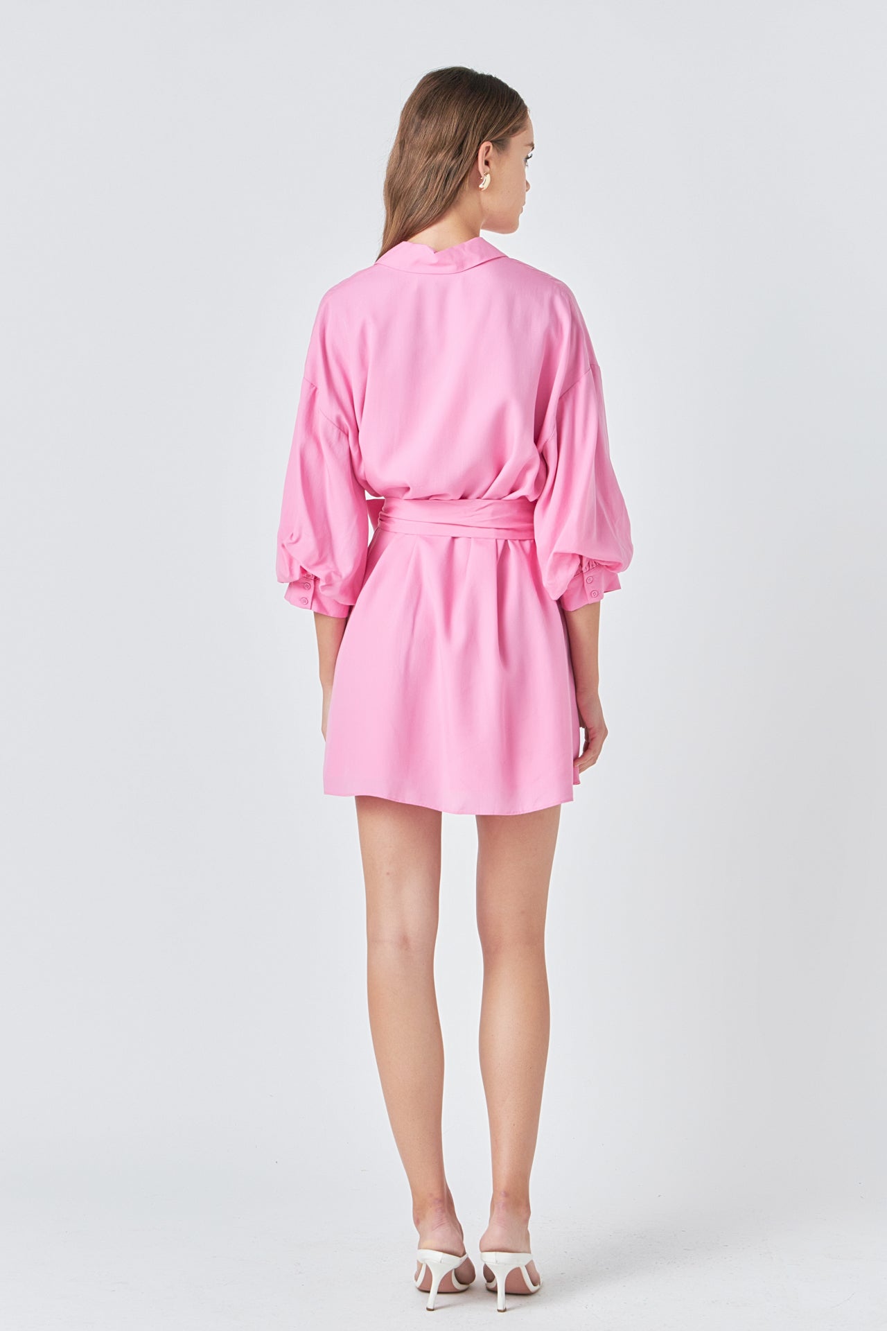 Endless Rose - Belted Mini Shirt Dress