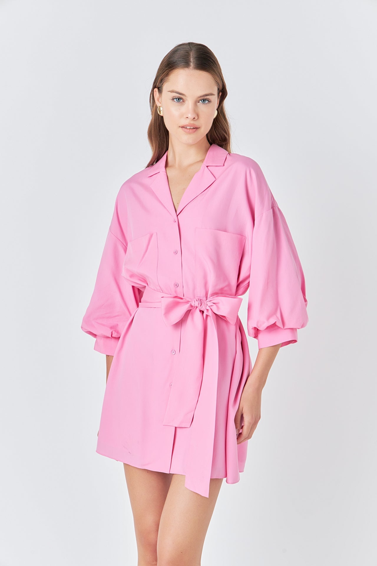 Endless Rose - Belted Mini Shirt Dress