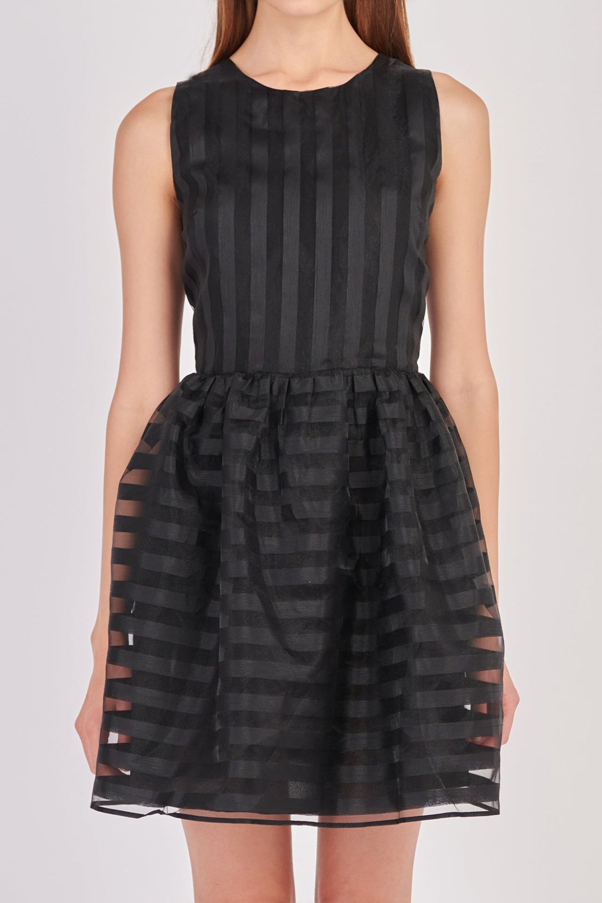 ENGLISH FACTORY - Striped Organza Sleeveless Mini Dress - DRESSES available at Objectrare