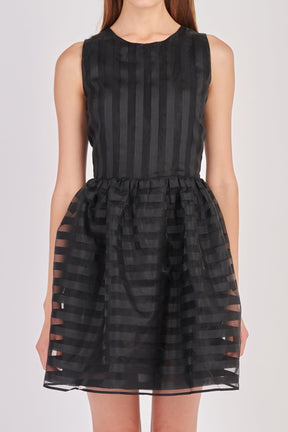 ENGLISH FACTORY - Striped Organza Sleeveless Mini Dress - DRESSES available at Objectrare
