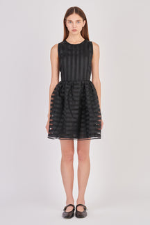 ENGLISH FACTORY - Striped Organza Sleeveless Mini Dress - DRESSES available at Objectrare