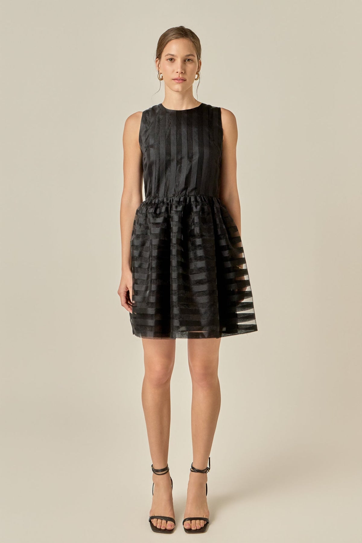 ENGLISH FACTORY - Striped Organza Sleeveless Mini Dress - DRESSES available at Objectrare