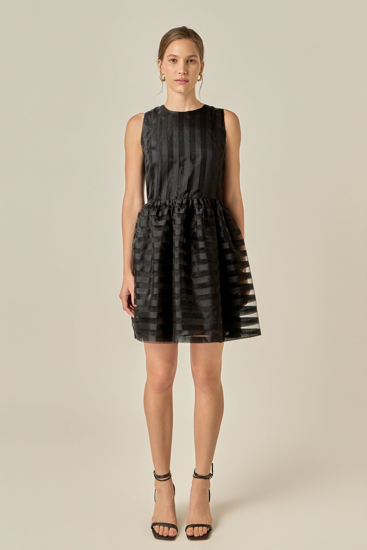 ENGLISH FACTORY - Striped Organza Sleeveless Mini Dress - DRESSES available at Objectrare