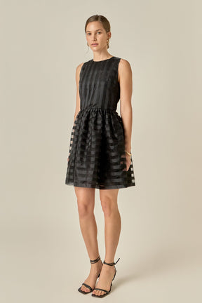 ENGLISH FACTORY - Striped Organza Sleeveless Mini Dress - DRESSES available at Objectrare