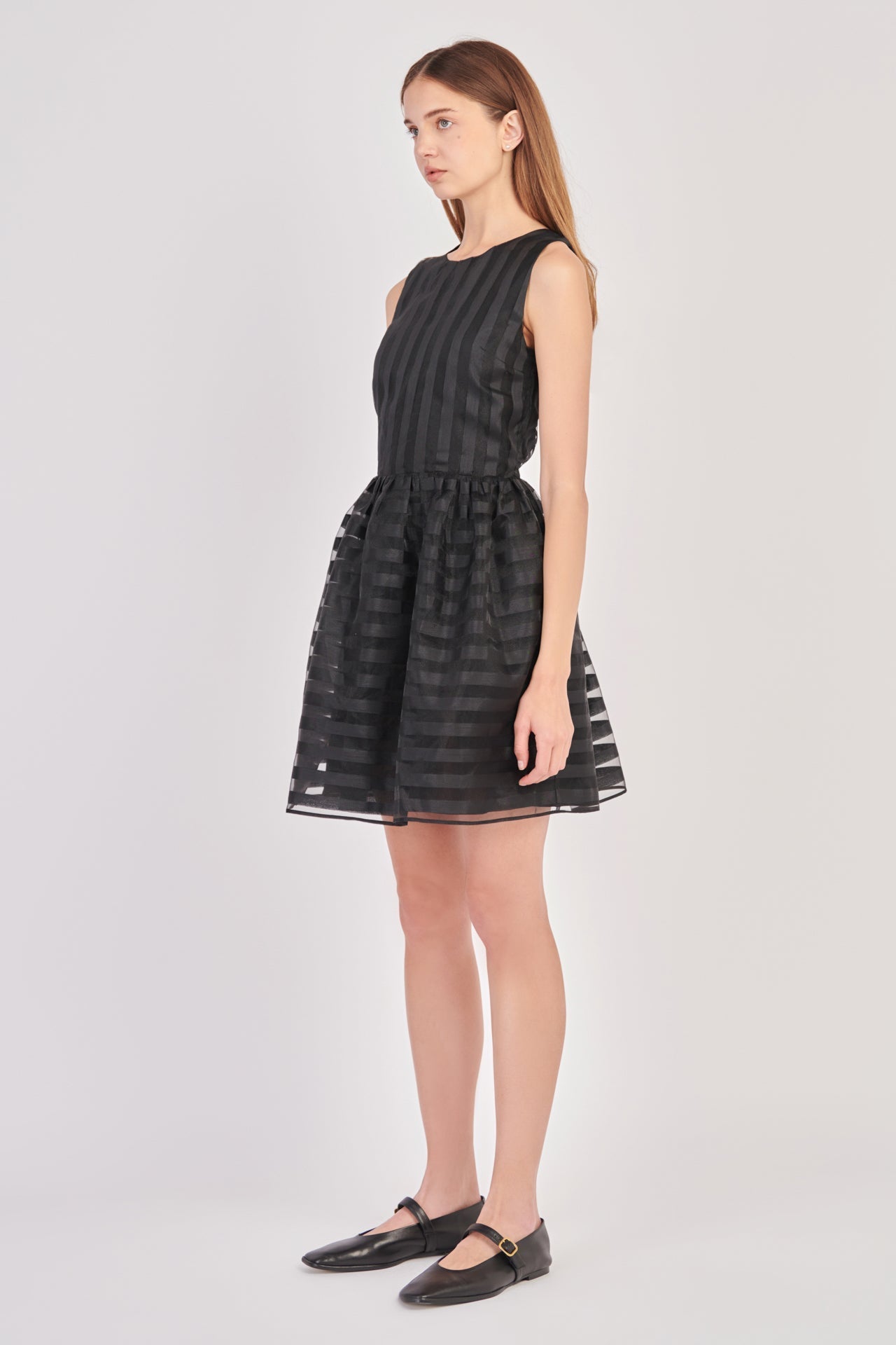 ENGLISH FACTORY - Striped Organza Sleeveless Mini Dress - DRESSES available at Objectrare