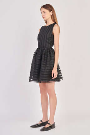 ENGLISH FACTORY - Striped Organza Sleeveless Mini Dress - DRESSES available at Objectrare