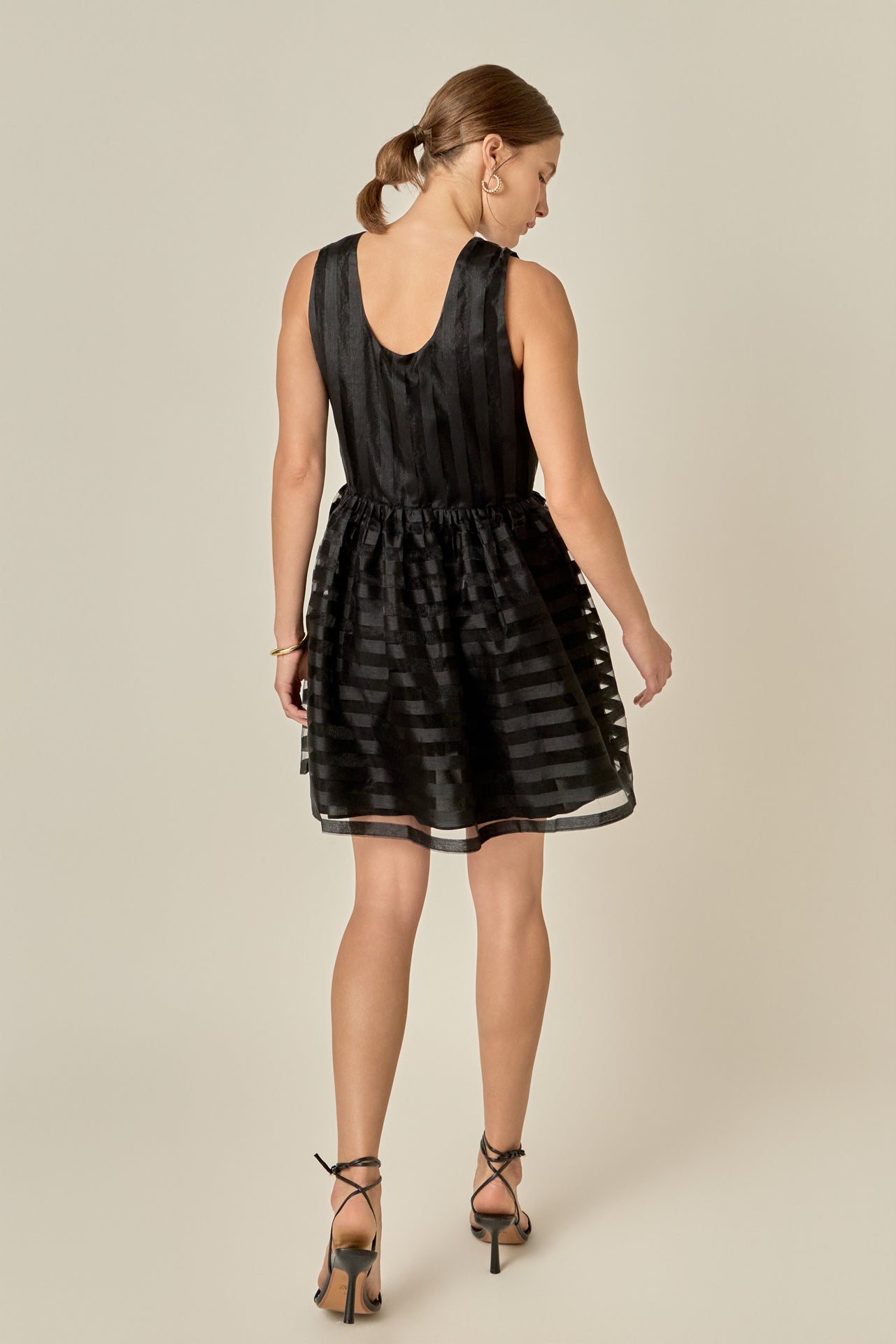 ENGLISH FACTORY - Striped Organza Sleeveless Mini Dress - DRESSES available at Objectrare