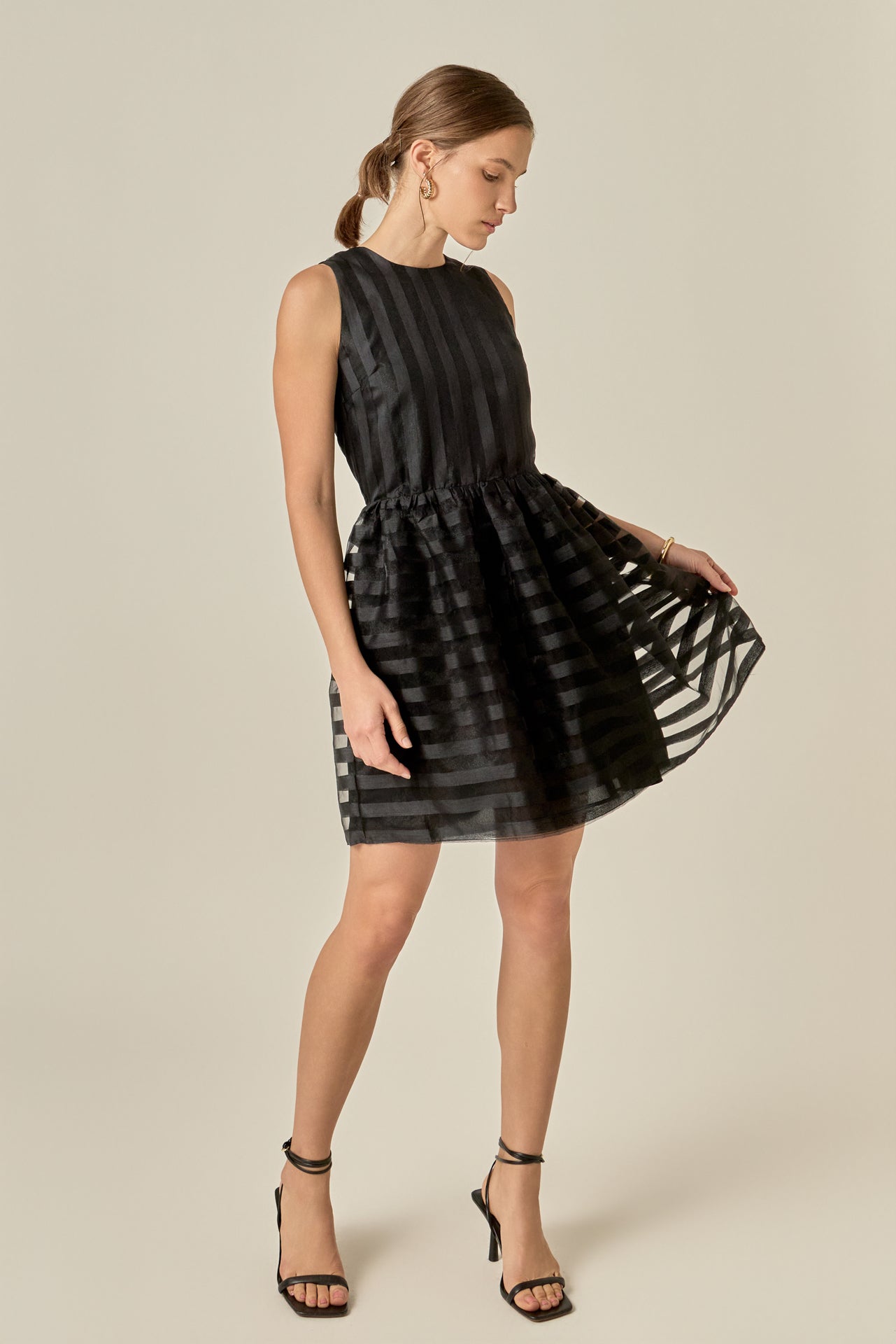 ENGLISH FACTORY - Striped Organza Sleeveless Mini Dress - DRESSES available at Objectrare