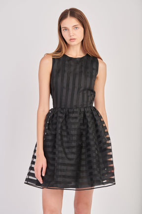 ENGLISH FACTORY - Striped Organza Sleeveless Mini Dress - DRESSES available at Objectrare