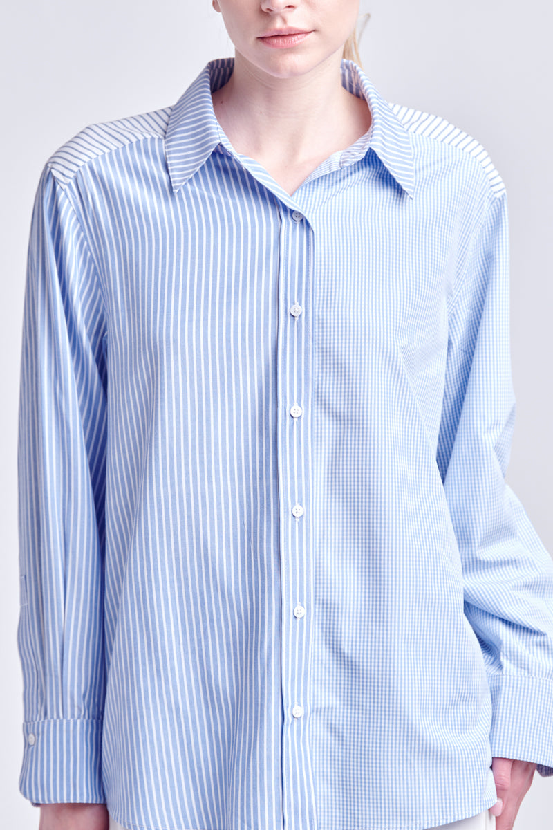 ENGLISH FACTORY - Pinstripe Color Block Shirt - SHIRTS & BLOUSES available at Objectrare