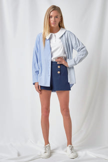 ENGLISH FACTORY - Pinstripe Color Block Shirt - SHIRTS & BLOUSES available at Objectrare