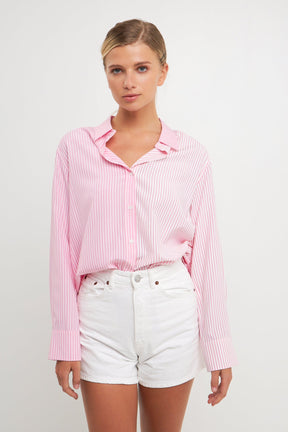 ENGLISH FACTORY - Pinstripe Color Block Shirt - SHIRTS & BLOUSES available at Objectrare