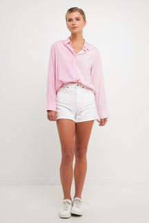ENGLISH FACTORY - Pinstripe Color Block Shirt - SHIRTS & BLOUSES available at Objectrare
