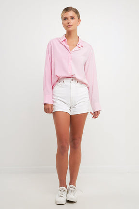 ENGLISH FACTORY - Pinstripe Color Block Shirt - SHIRTS & BLOUSES available at Objectrare