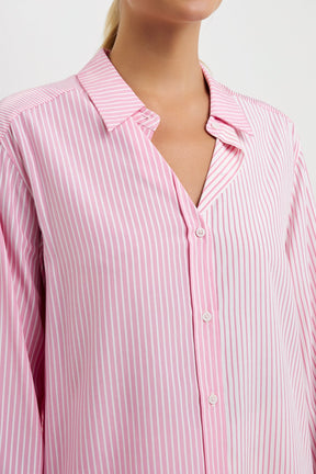 ENGLISH FACTORY - Pinstripe Color Block Shirt - SHIRTS & BLOUSES available at Objectrare