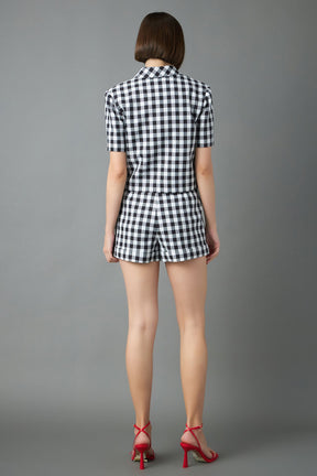 ENGLISH FACTORY - Gingham Short-Sleeve Blazer - BLAZERS available at Objectrare