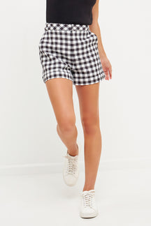 ENGLISH FACTORY - High-Waisted Gingham Shorts - SHORTS available at Objectrare