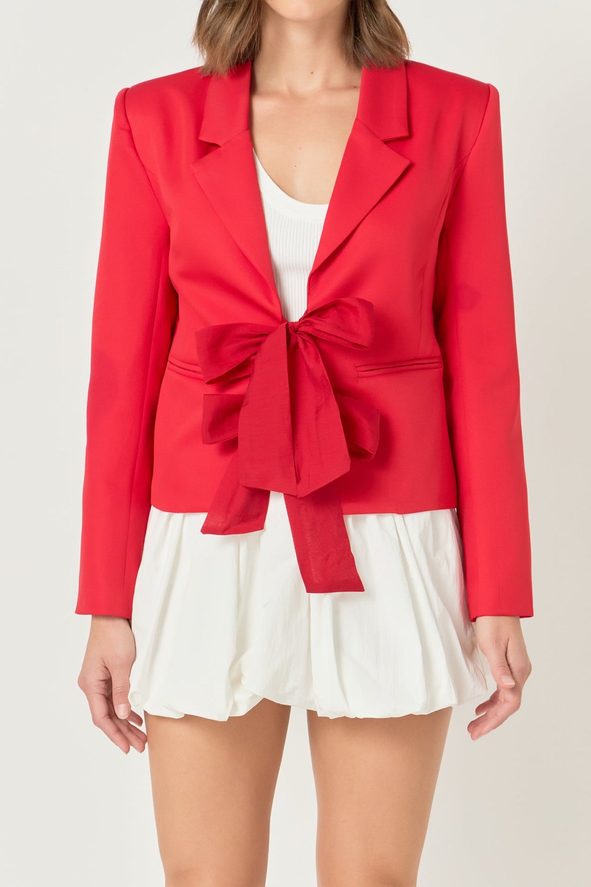 ENDLESS ROSE - Bow Contrast Blazer - BLAZERS available at Objectrare