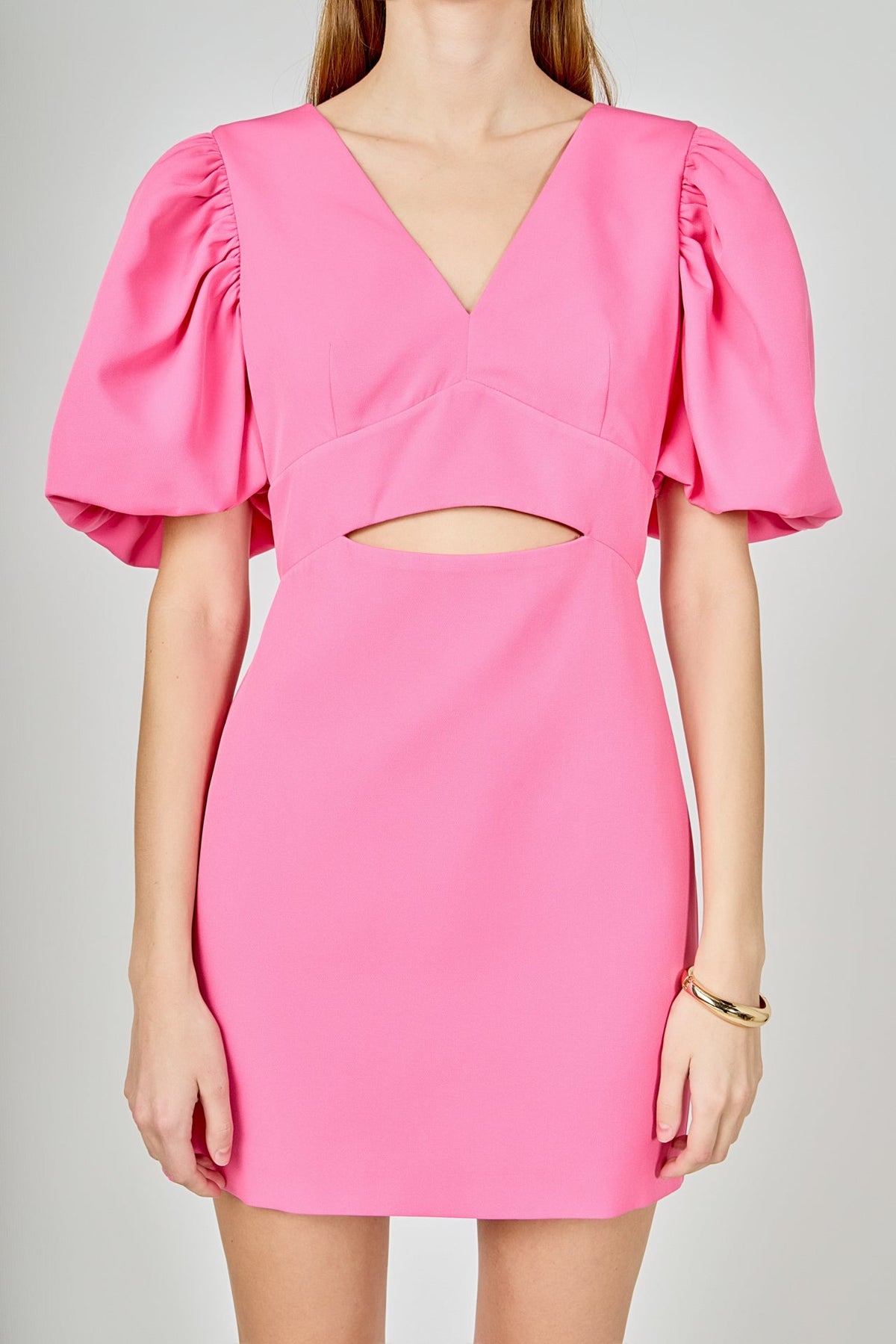 ENDLESS ROSE - Puff Sleeve Cut Out Mini - DRESSES available at Objectrare