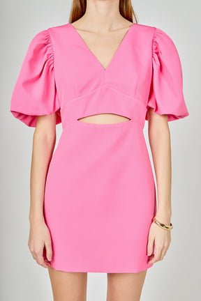 ENDLESS ROSE - Puff Sleeve Cut Out Mini - DRESSES available at Objectrare