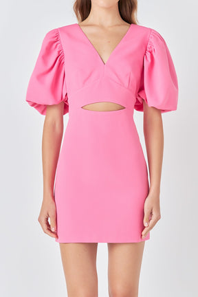 ENDLESS ROSE - Endless Rose - Puff Sleeve Cut Out Mini Dress - DRESSES available at Objectrare